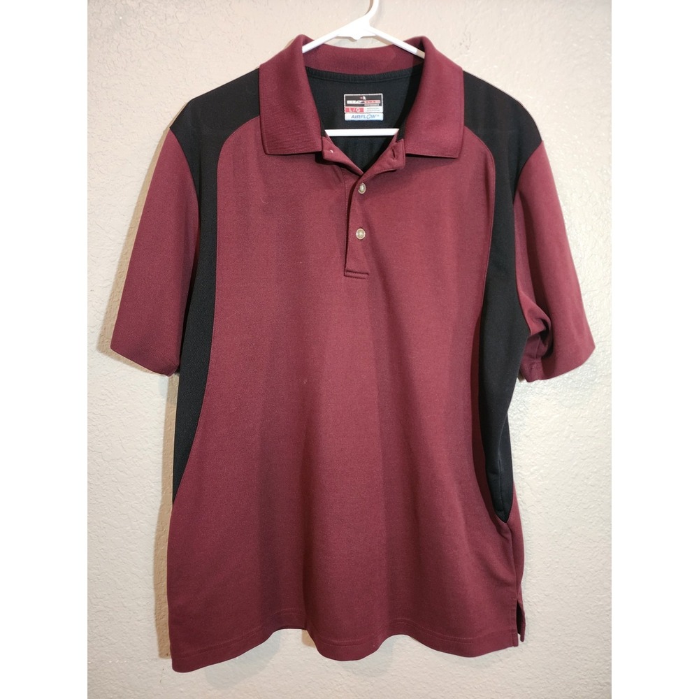 Grand Slam Men's Golf Shirt, Size XL, Maroon Black, Short Sleeve, Airflow, Polo